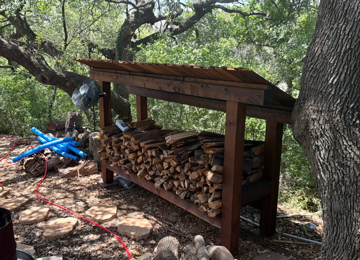 Stained and filled firewood rack