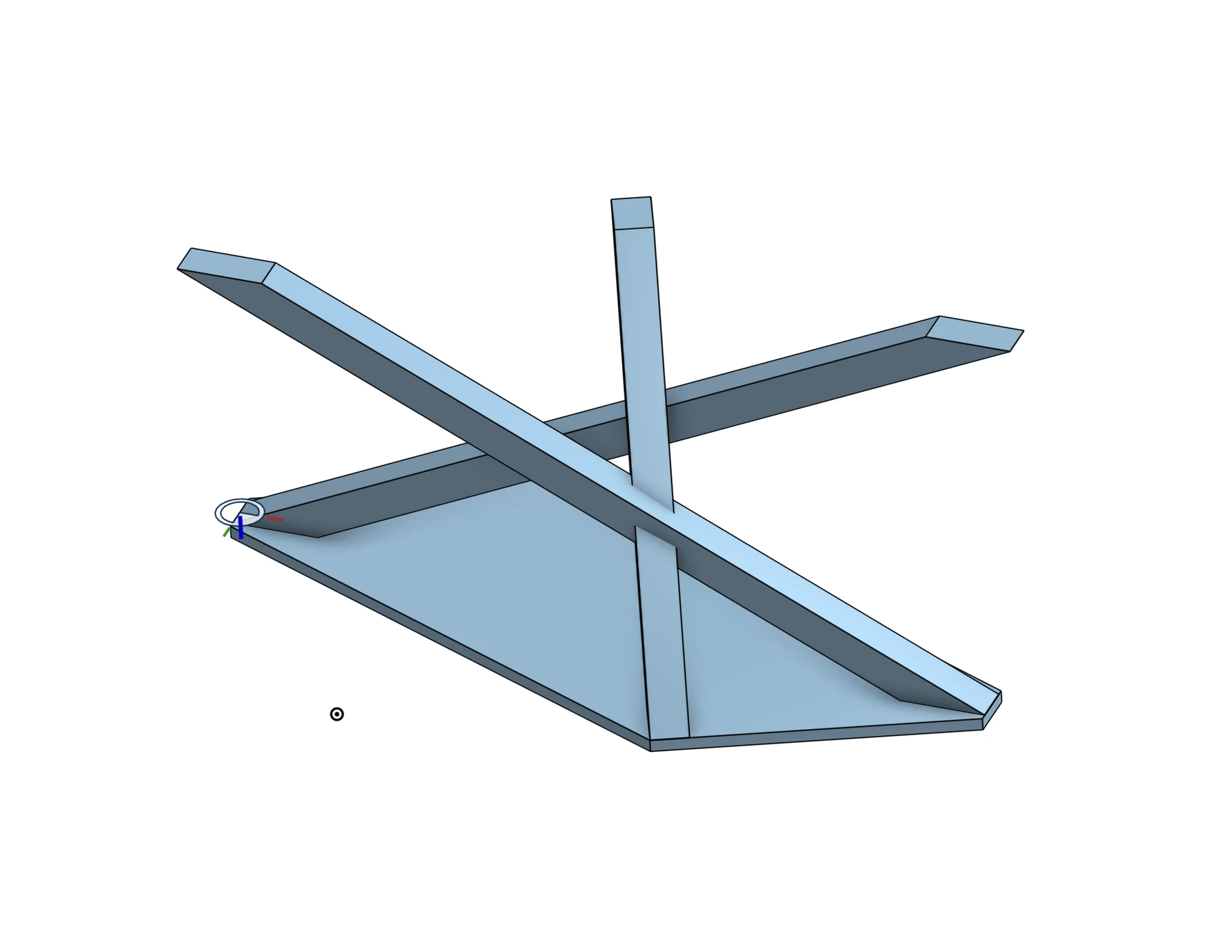 CAD model of the steel base with crossed legs on a base plate
