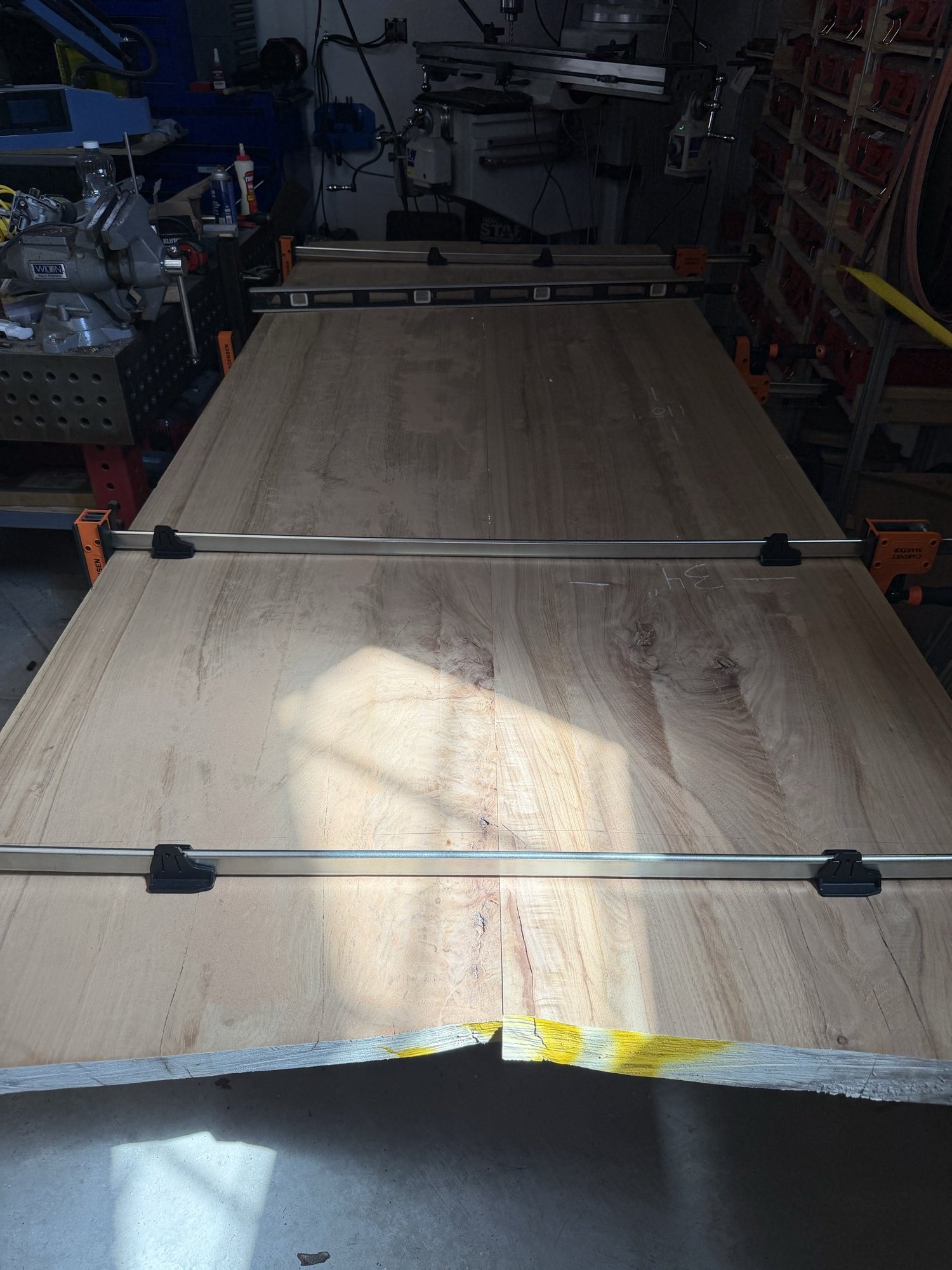 Slabs clamped together