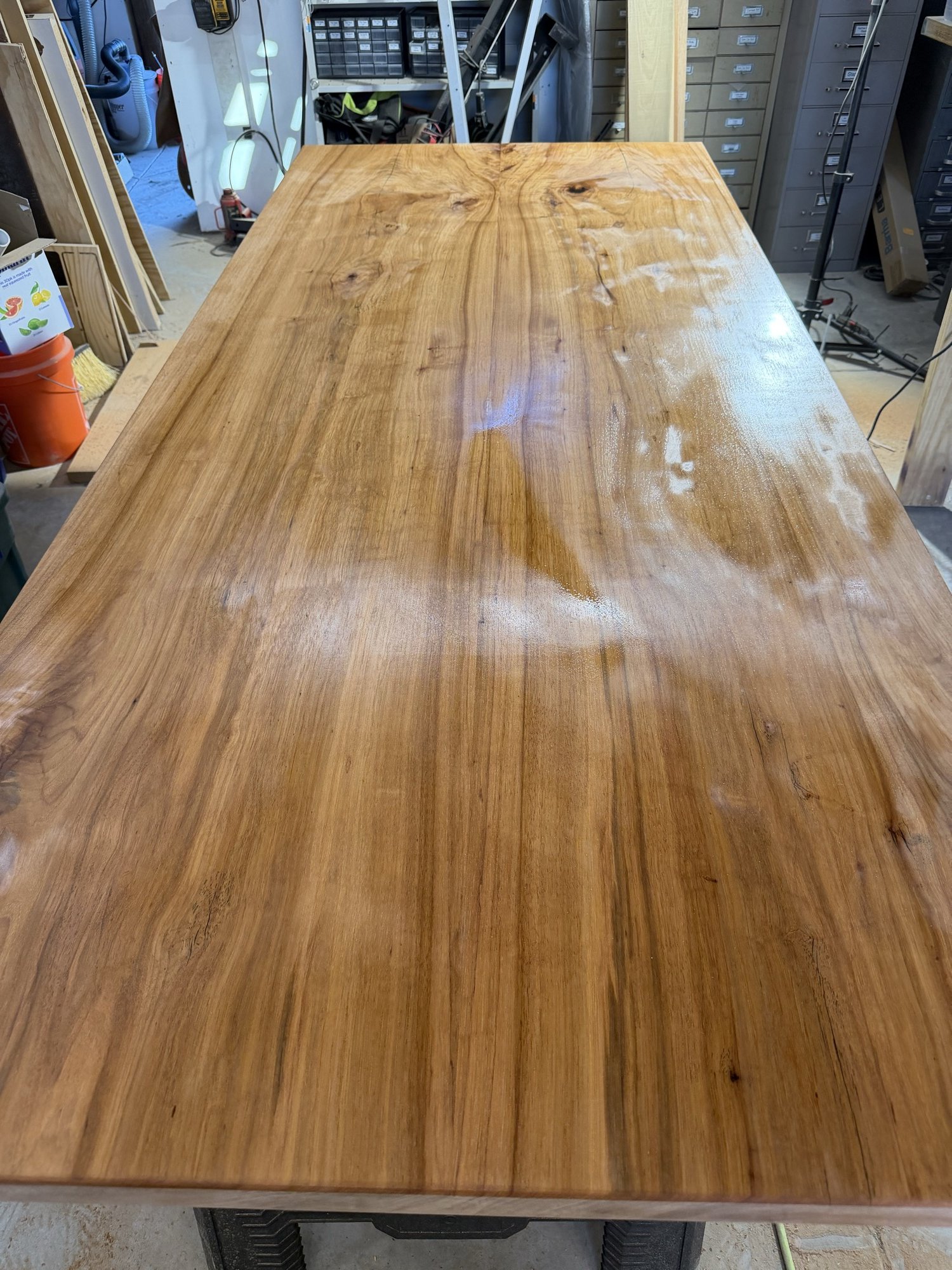 Tabletop with finish applied