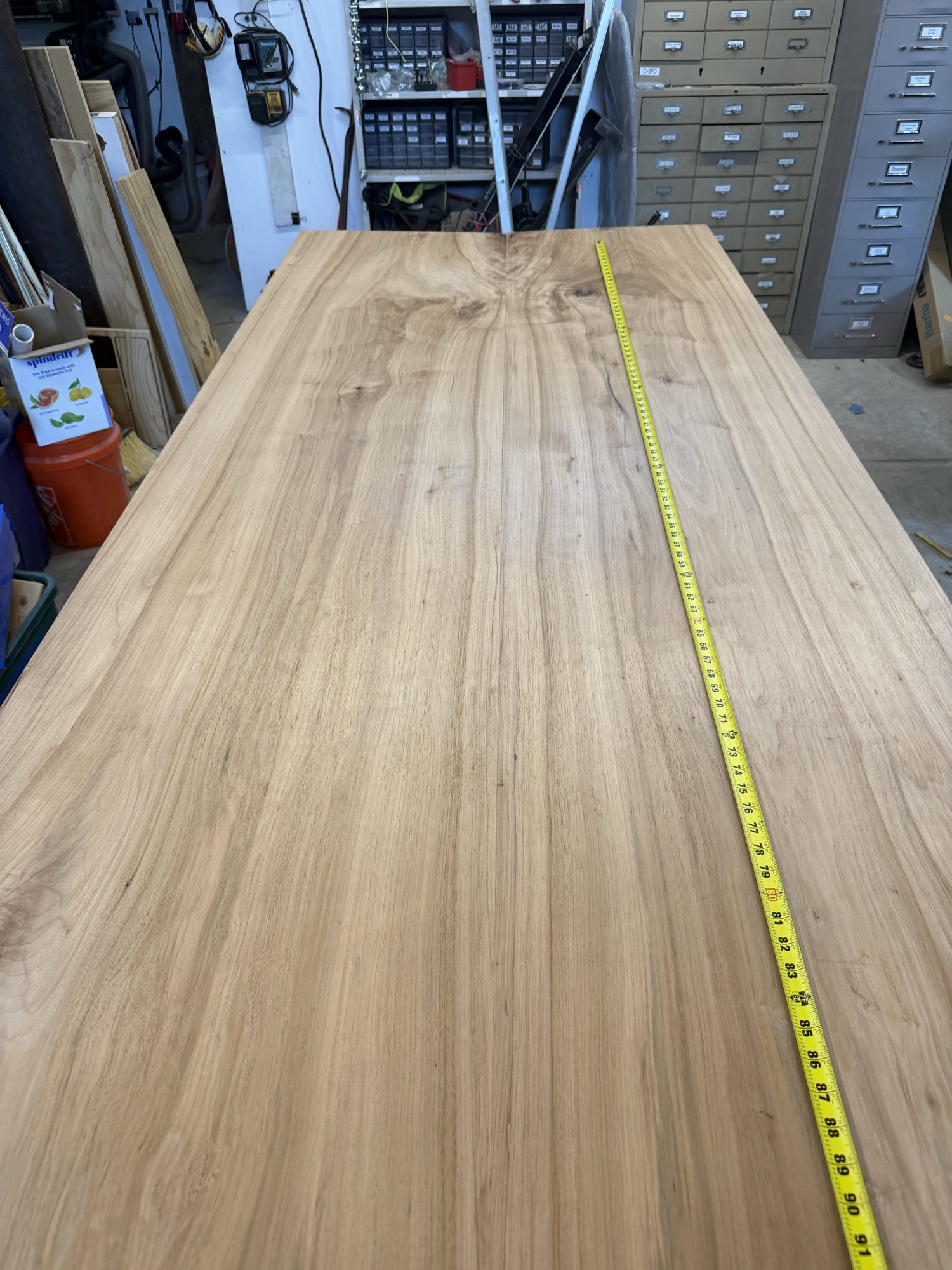Flattened and sanded tabletop